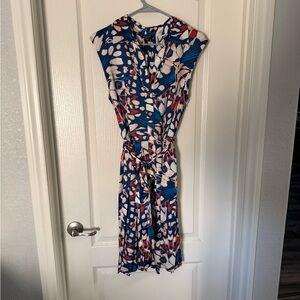 Marciano Blue and Red Abstract Midi Dress